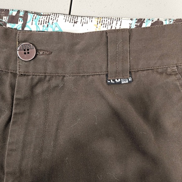 Vintage LOST ENTERPRISES Mens 36 Chino Y2K Skateboard Shorts Brown 24 in Long - Picture 10 of 15